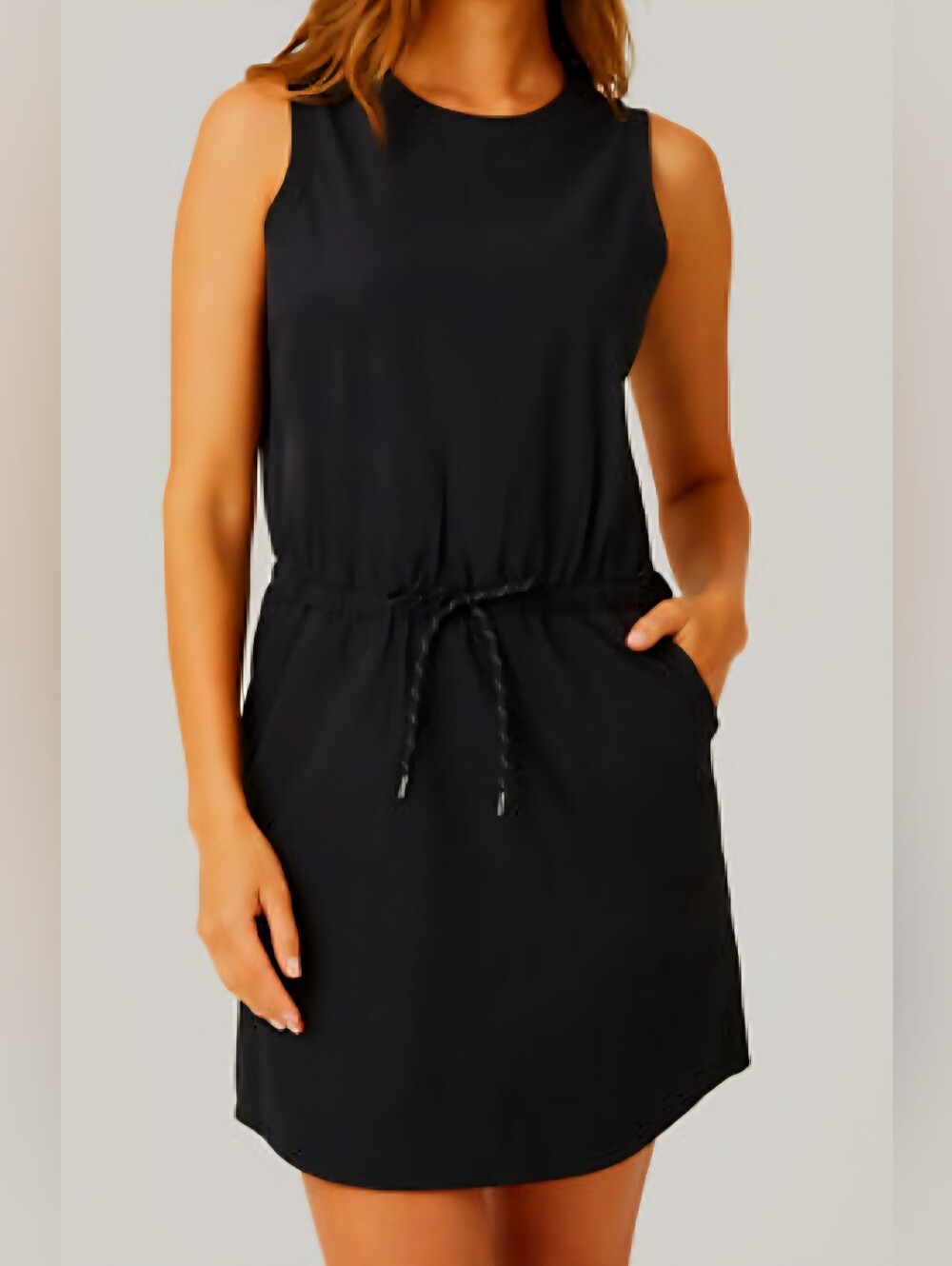 Fredom Trail Women’s Black Drawstring Waist Sleeveless Dress